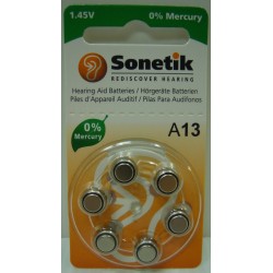 SONETIK Hörgerät Batterien A13 6 Stk