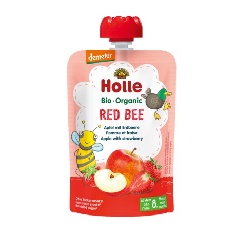 HOLLE Pouchy Apfel mit Erdbeere 90 g