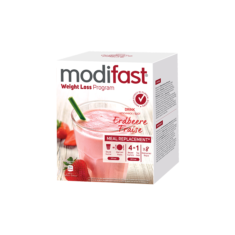 MODIFAST Drink Erdbeere 8 x 55 g - Online kaufen - Gewichtskontrolle